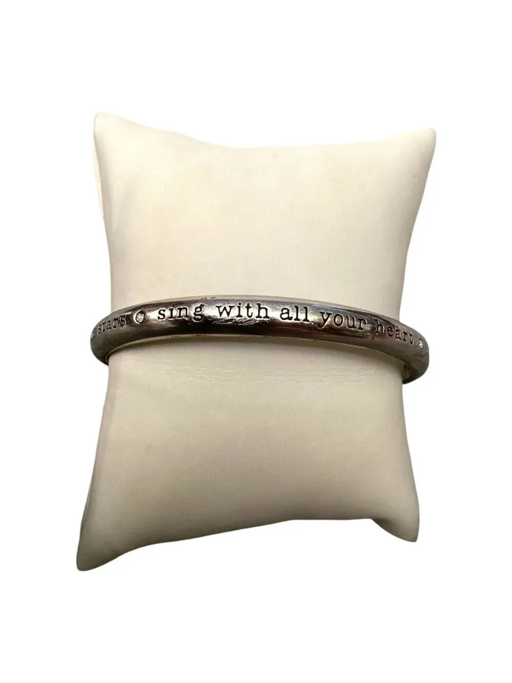 Brighton Silver Encouraging Tone Engraved Bangle Bracelet 3035